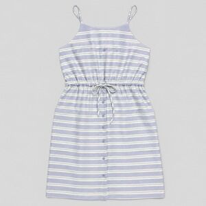 Simkhai Blue White Striped Cotton Linen Cutout Button Front Mini Dress Size 6